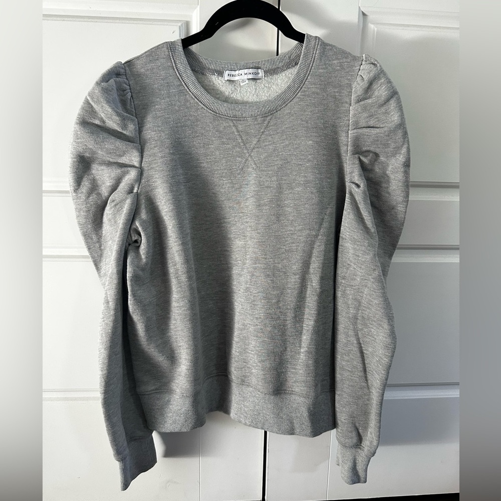 Rebecca Minkoff Janine Puff Sleeve Sweatshirt - Grey - MEDIUM